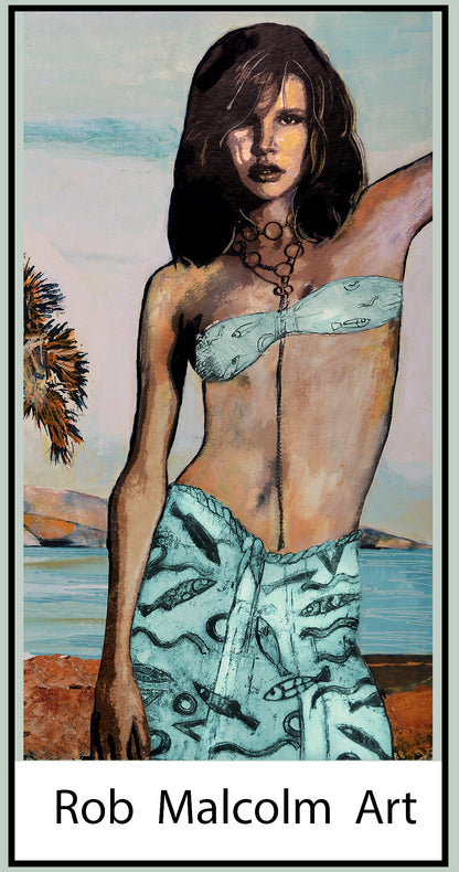 Limited Edition Art Print By Rob Malcolm "Island Girl" 60cm x 60cm